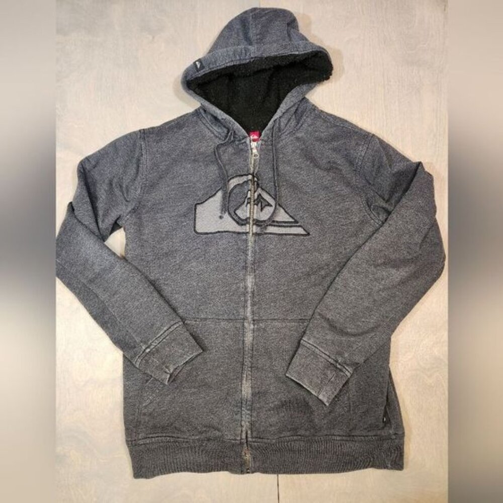 Quicksilver men's 60% cotton thick warm sherpa zippered hoodie Grey